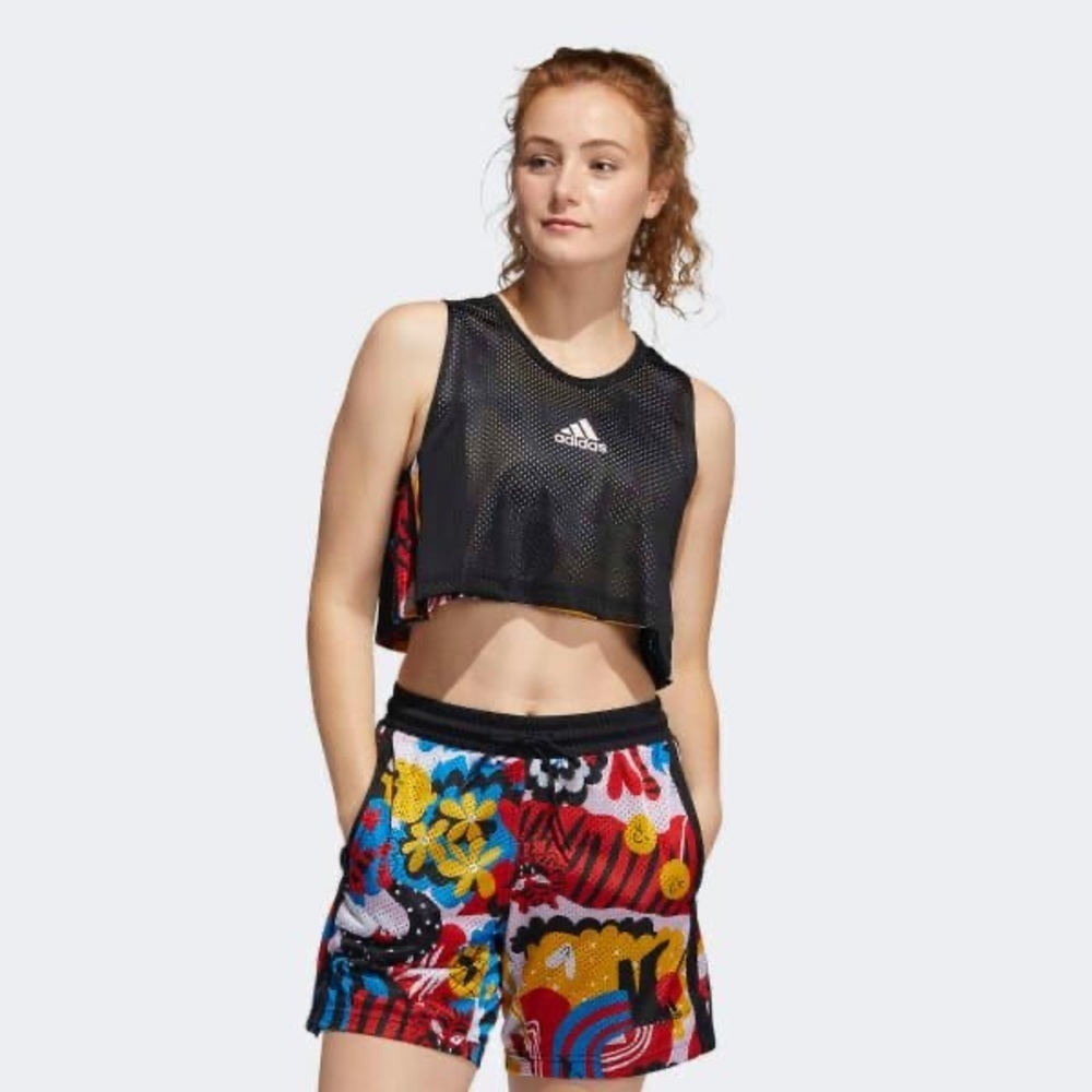 Adidas reversible crop top basketball shirt jersey